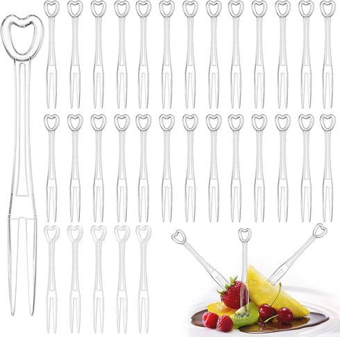 300PCS Disposable Plastic Fruit Forks, YEAJOIN Mini Cake Forks Tasting Appetizer Cocktail Forks Picks Small Dessert Food Picks Sticks...