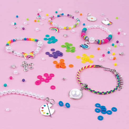 Make It Real: Rainbows & Pearls DIY Jewelry - Make 8 Fashionable Bracelets Using Awesome Rainbow Themed Charms & Beads, 598 Pieces Included, Kids ...