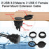 QIANRENON Dual USB C to USB 3.0 Threaded Flush Mount Waterproof Cable Adapter, 2 USB 3.0 Male to 2 USB C Female Panel Mount Extension Cable, for C...