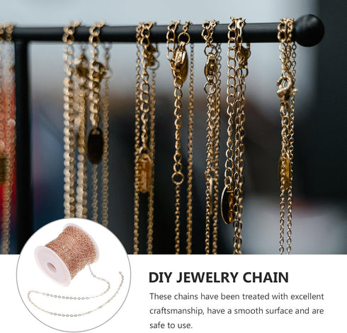 TEHAUX 1 Roll DIY Copper Chain Chains for Jewelry Making Earrings Anklets Connector Extender Copper Necklace Charm Holder for Necklace Jewelry Bra...