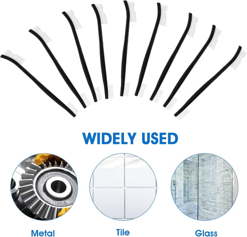 Double-Ended Nylon Cleaning Brushes, Set of 9, Black & White, Plastic Handles, Ideal for All Kinds of Small Objects...