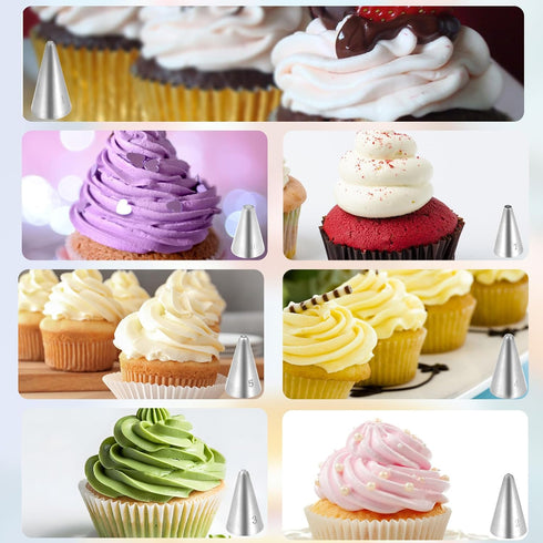 7 Pcs Piping Tips, Cake Piping Nozzles Kit Stainless Steel Piping Nozzles Tips Nozzles for Decoration DIY Icing Tool for Cream Cupcake Cookie Puff...