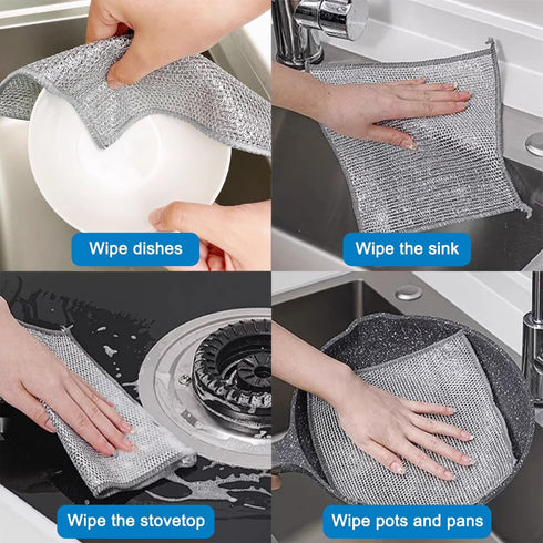 Sonku Wire Dishwashing Rags for Wet and Dry,12 PCS Multipurpose Cleaning Pads,Non-Scratch Wire Dishcloth,Kitchen Wipes Cleaning Cloths...