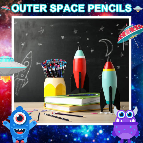 72 Pieces Space Pencils for Kids Space Themed Party Favors Assorted Planet Pencils Galaxy Airplane Wood Pencils Fun Designs Writing Pencils with E...