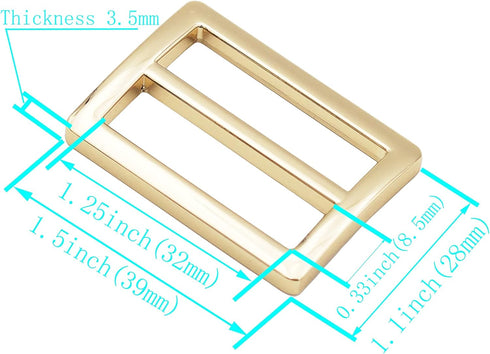 JWBIZ 8pcs Flat Metal Slide Buckle Belt Adjuster Sliders Tri Glide Strap Hardware Clasp (Silver, 1 1/4 Inch)...