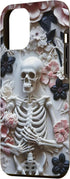 iPhone 15 Plus Whimsigoth Skeleton - Pink - Black Floral Skull Roses Case...