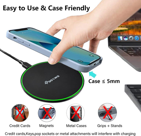 15W Wireless Charger for iPhone 15 14 13 12 11 Pro Max, Samsung Galaxy Note 20, Z Flip, Z Fold, S24 S24+ S23 S23+ S22 S22+ S21 S21+ S20 S20+, LG V...