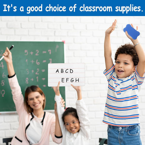 Dry Erase Lapboards with Lines Pack of 18 | 6 x 9 inch Double Sided White Boards with 18 Pens, 18 Erasers Small Mini White Dry Erase Boards for St...