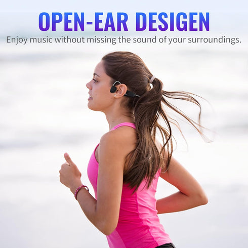 Bone Conduction Headphones Bluetooth 5.3 Open Ear Headphones IPX6 Waterproof 8 Hours Playtime Wireless Earphones Bluetooth Headset with Mic for Ru...