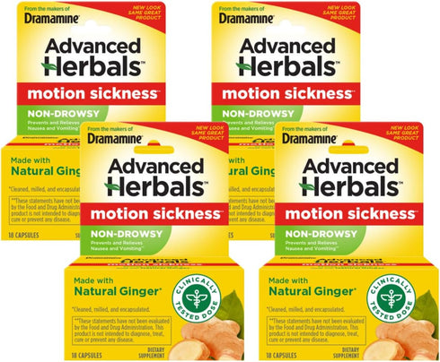 Dramamine Non-Drowsy Naturals Motion Sickness Relief | 18 Count | 4 Pack...