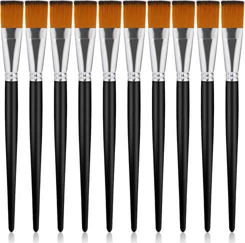 10 Pcs Flat Paint Brushes 3/4 Inch Acrylic Paint Brush Artist Craft Painting Brush for Watercolor, Oil Painting, Acrylic, Face Body Nail Art, Craf...