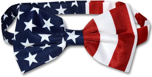Vesuvio Napoli Men's American Flag Bow Tie Pre Tied USA Patriotic BOWTIE...
