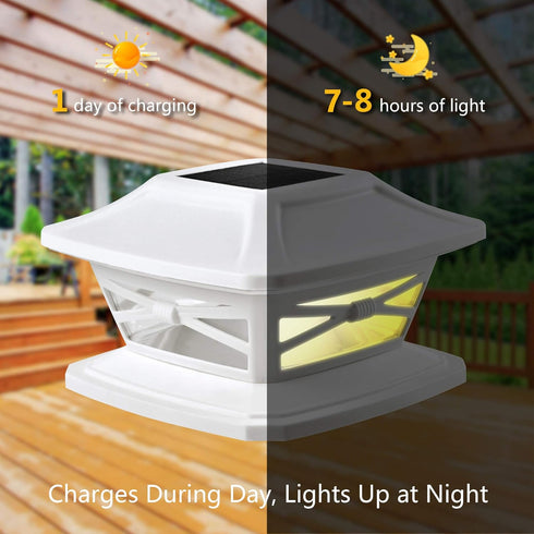Davinci Lighting Flexfit Solar Outdoor Post Cap Lights - Includes Bases for 4x4 5x5 6x6 Wooden Posts - Bright LED Light - Pearl White (1 Pack)...