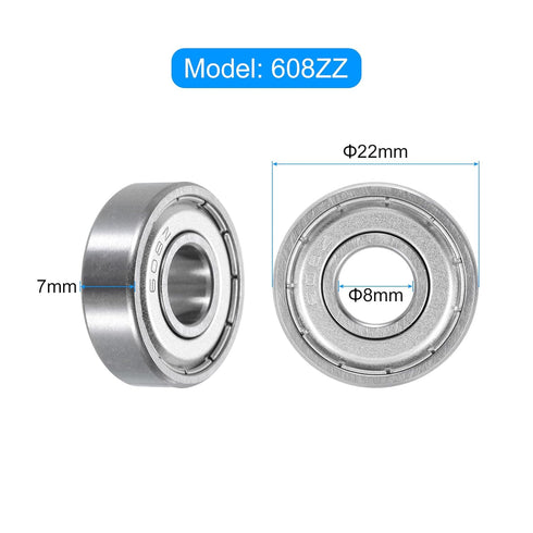 uxcell 10pcs 608ZZ Miniature Deep Groove Ball Bearings 8x22x7mm Double Shielded Bearings for Electric Motor, Home Appliances, Garden Machinery, P5...
