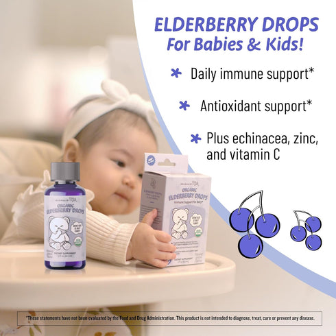 Legendairy Milk Organic Elderberry Drops - Baby Multivitamin with Echinacea, Liquid Vitamin C & Zinc for Immune Support - Ideal for Babies & Kids,...