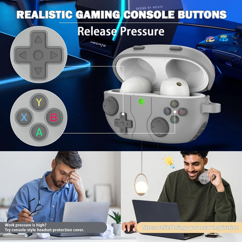 RFUNGUANGO case for Sony WF-1000XM5 with Keychain/Cleaning Tool, Soft Silicone Protective Case, Gaming Console Theme Protective Case (for Sony WF1...