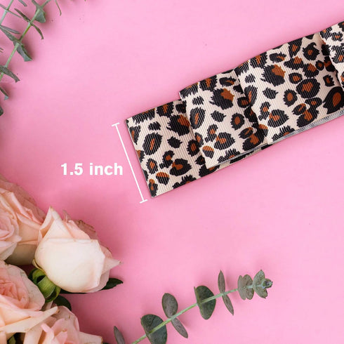 Chuangdi Leopard Print Ribbon 1.5 Inch 20 Yards Cheetah Print Ribbon Grosgrain Christmas Animal Leopard Craft for Hair Bows Headbands Making and C...