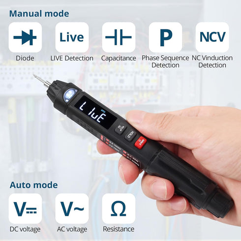 3-in-1 Smart Multimeter with Non Contact Voltage Tester Pen and Phase Sequence Meter TRMS 6000 Counts Automatic Identification Electric Pen Multim...