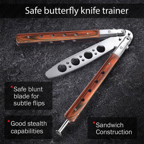 Butterfly Knife Trainer - Balisong Trainer - Practice Butterfly Knife - Balisong Butterfly Knives NOT Real NOT Sharp Blade - Wood Dull Trick Butte...