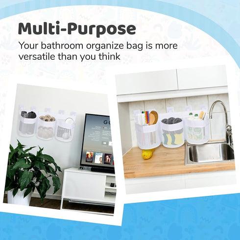 Bathroom Bath Toy Storage for Bathtub, Baby Bath Tub Toys Holder, Kids Mesh Shower Toy Organizer Basket...