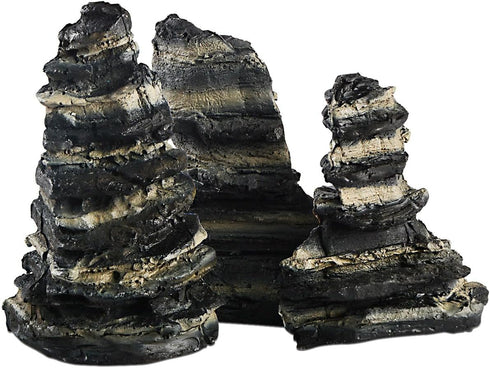 Mountain View Stone Aquarium Decor, Artificial Rocks Stone Aquarium Ornament Fish Tank Decoration, Aquarium Decorations Rock Cave Landscape (3pcs/...