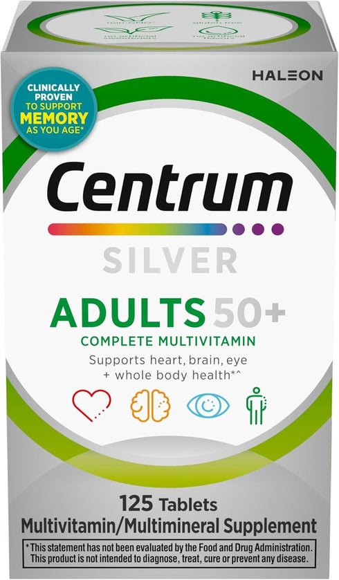 Centrum Silver Multivitamin for Adults 50 Plus, Multivitamin/Multimineral Supplement, Vitamin D3, B-Vitamins, Gluten Free, Non-GMO Ingredients, Su...