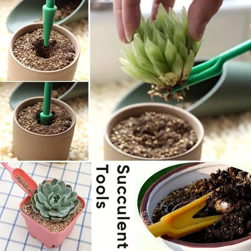 4 Pcs Pink Set Mini Garden Soil Spoon Plastic Planting/Transplanting Garden Tool Set Indoor Mini Garden Plant Care Shovel Soil Cup Bucket Shovel T...