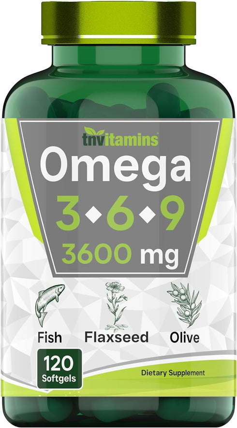Triple Omega 3? 6? 9: 3600mg x 120 Softgels | Omega Essential Fatty Acids from Fish Oil (EPA & DHA), Flaxseed Oil (ALA & LA), & Olive Oil (OA) | O...