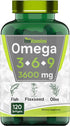 Triple Omega 3? 6? 9: 3600mg x 120 Softgels | Omega Essential Fatty Acids from Fish Oil (EPA & DHA), Flaxseed Oil (ALA & LA), & Olive Oil (OA) | O...