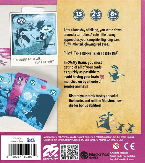 Oh My Brain , A Fast Playing Card Game Featuring Animal Zombies for 2 to 5 players - 25th Century Games...
