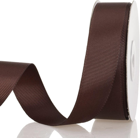 ATRBB 25 Yards 1 Inch Solid Grosgrain Ribbon Roll for Gift Wrapping DIY Hair Accessories (Coffee)...