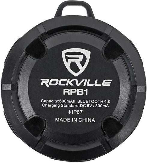 Rockville RPB1 10W Waterproof Bluetooth 4.0 Speaker w/NFC, IPX67 Rated, Compact & Rugged, 10 Hr Playback - Ideal for The Shower, Beach, Camping & ...