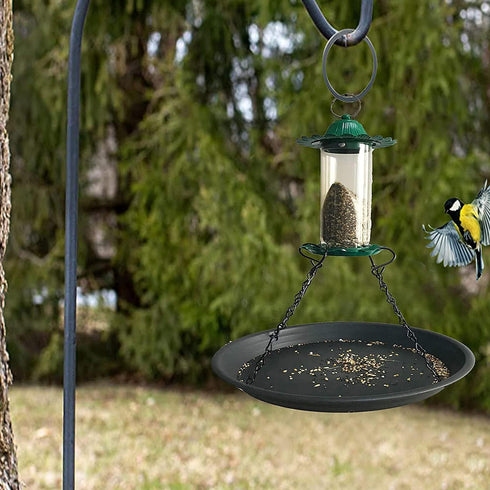 12.8" Platform Bird Feeder,Large Hanging Tray Squirrel Feeder,Wild Bird Seed Catcher Tray,Bird Viewing,for Attracting Birds Outdoors,Yard Garden,B...