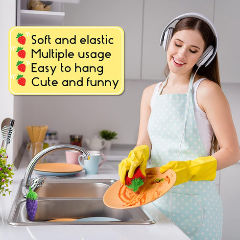 10 Pieces Fruit Dish Scrubber Non Scratch Cleaning Sponge Double Layered Dish Sponge No Odor Kitchen Sponge Net Dish Cloths for Washing Dishes for...