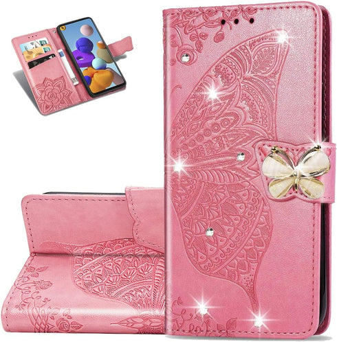 Galaxy A12 Case Stylish Shiny Diamond Wallet Case Credit Cards Slot with Stand for PU Leather Shockproof Flip Magnetic Case for Samsung Galaxy A12...