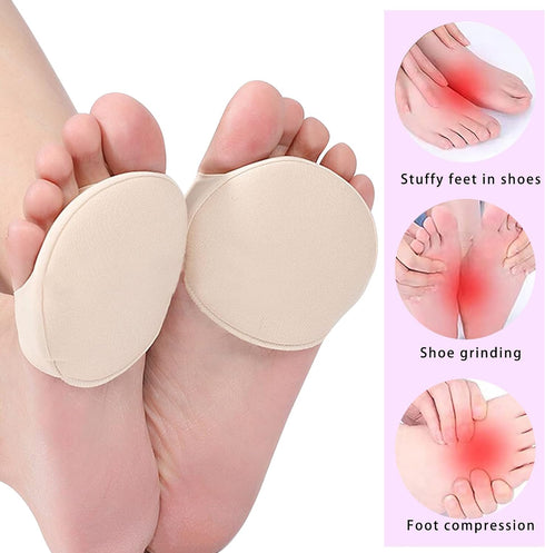 Ball of Foot Cushions (5 Pairs) - Metatarsal Pads for Women & Men, Soft Forefoot Pads for Ball of Feet, Reusable, Breathable, Prevent Pain & Disco...