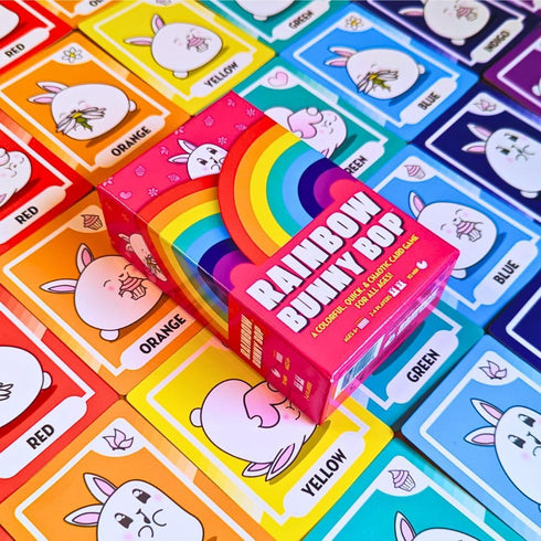 Rainbow Bunny Bop Card Game | Quick & Colorful Travel and Family Games for Kids and Adults | 2-4 Players...
