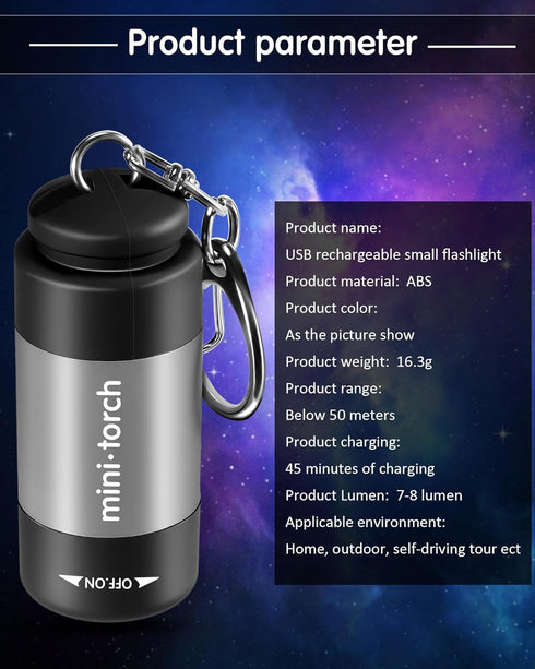Mudder 12 Pieces Mini Keychain Light Bulk Pocket Tiny Flashlight Handheld Black Light led USB Rechargeable Waterproof Small Flashlights for Emerge...