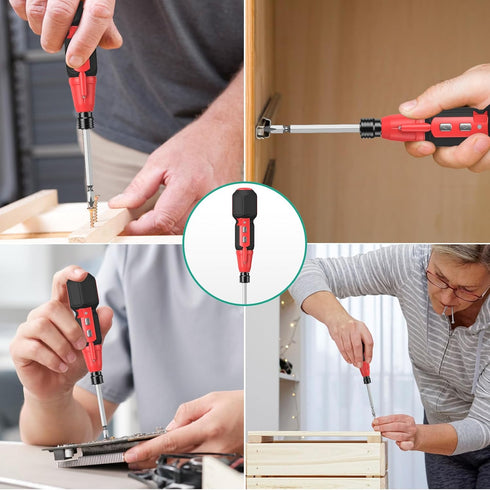 ORIA Rechargeable Cordless Screwdriver, Electric Screwdriver Set, Power Screwdriver, Small Repair Tool Kit with LED Light, 10 Bits, 1/4'' Bit Hold...