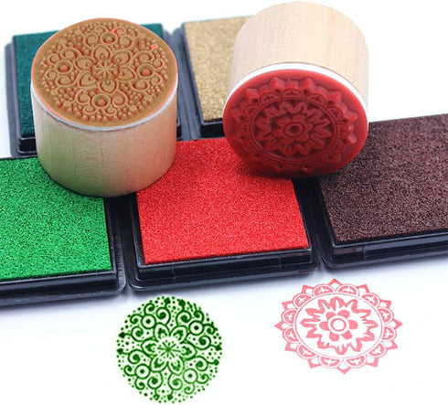 12 Pcs Wooden Stamps Floral Pattern Rubber Stamp Circles and Squares Decorative Rubber Wooden Stamps for DIY Craft Card and Scrapbooking...