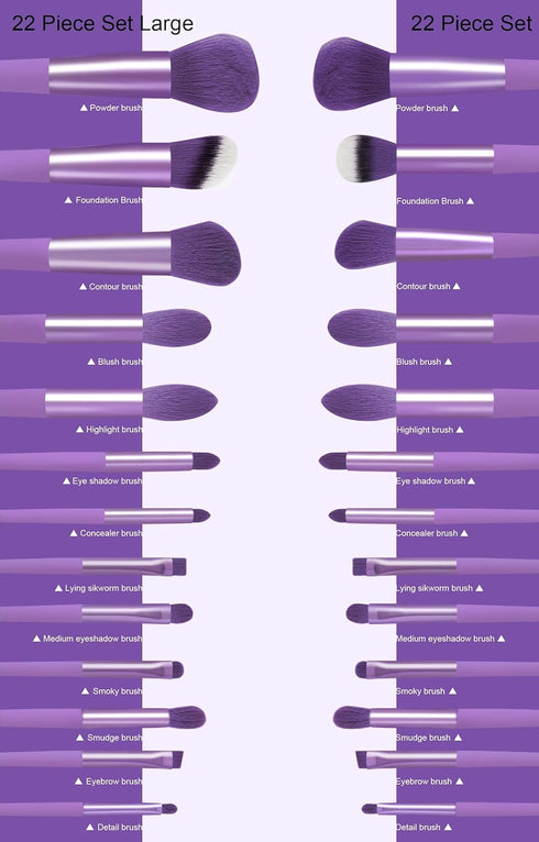 Koccido Makeup Brushes 22 Pcs Makeup Kit,Foundation Brush Eyeshadow Brush Make up Brushes Set (Purple, 22 Piece Set Large)...
