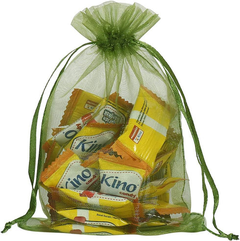 HRX Package 100pcs Organza Drawstring Bags Olive Green, 4 x 6 inch Candy Mesh Gift Bags Jewelry Pouches Small Christmas Sachet...