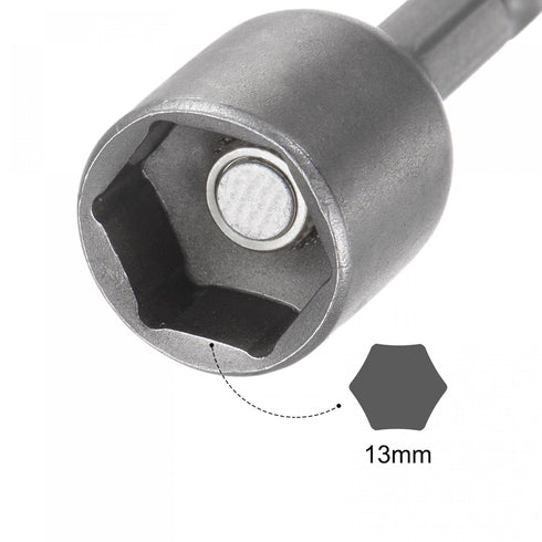 1/4 Quick-Change Hex Shank, 13mm (33/64-Inch) Magnetic Nut Setter Driver Drill Bit, 1.89 Inch Length, Metric for Machine Maintenance, Furnitures, ...