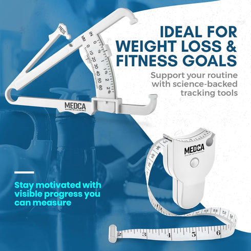 Body Fat Caliper and Measuring Tape for Body - Skinfold Calipers and Body Fat Tape Measure Tool for Accurately Measuring BMI Skin Fold Fitness and...