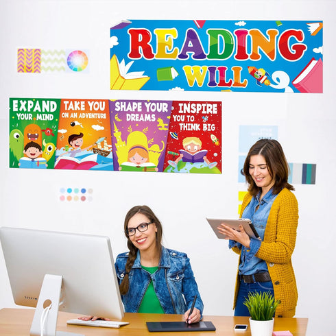 2PCS Classroom Decorations Banner Posters for Teachers Bulletin Board and Wall Decor for Pre School Elementary Middle School...