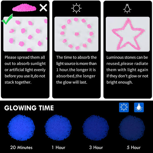 300pc Glow in The Dark Garden Rocks Luminous Pebble Glowing Rocks Outdoor Decor Luminous Stone for Garden Patio Aquarium Walkway Driveway(Pink)...