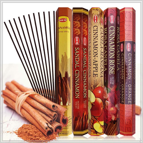 Hem Incense Sticks Variety Pack #8 and Incense Stick Holder Bundle with 5 Cinnamon Based Fragrances...