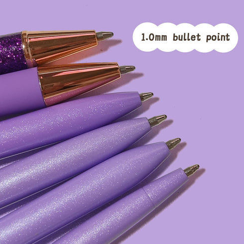 Personalized Pens for Women, 6 Pcs Purple Pens Ballpoint Pens Bulk, 1.0mm Medium Point Black Ink Pens for Journaling, Office and School Supplies P...