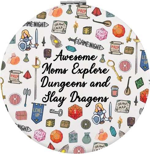 LQRI Dungeon Mom Compact Mirror Role Playing Gamer Gift DND Mom Merchandise Gamer Lover Pocket Mirror...