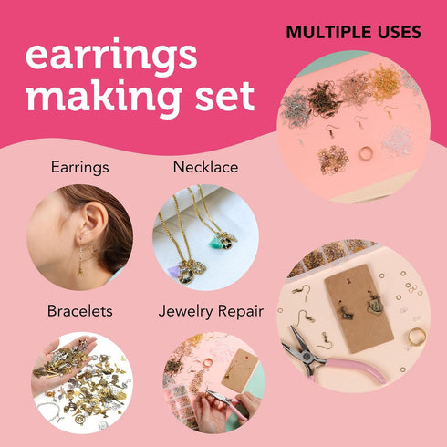Incraftables Earring Making Kit (5 Colors). DIY Earring Kits for Jewelry Making Supplies w/Hypoallergenic Earring Hooks, Backs, Display Cards, Bag...